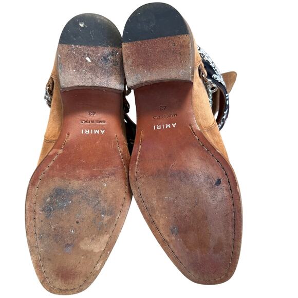 AMIRI Men's Camel Suede Bandana Buckle Ankle Boots - 43 (10) - Picture 8 of 9